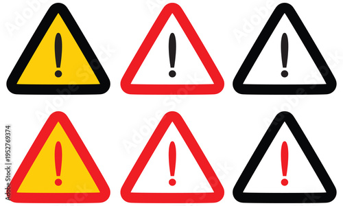 Warning signs with exclamation marks