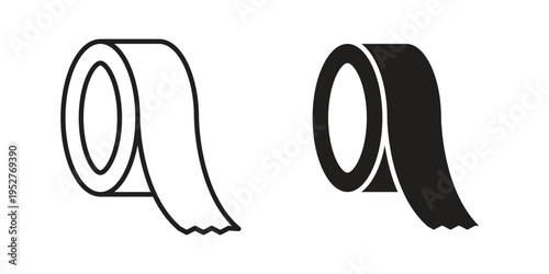 Adhesive tape icon Line Design Vector Illustration. Solid Black icons