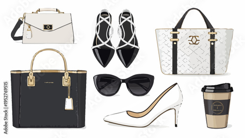 Urban chic fashion vector bundle featuring modern accessories and clothing items