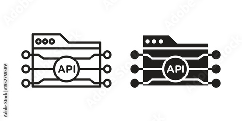 API icon Line Design Vector Illustration. Solid Black icons