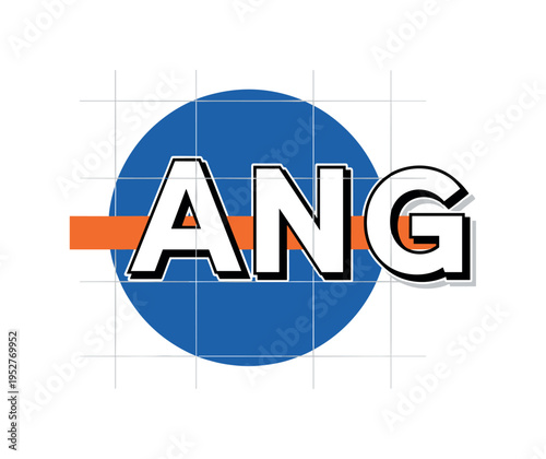 Black and white typographic layout with one letter shifted closer to another, oversized cobalt blue circle framing the focal pair, orange horizontal bar