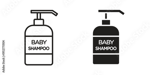 Baby shampoo icon Line Design Vector Illustration. Solid Black icons