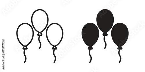 Balloon icon Line Design Vector Illustration. Solid Black icons