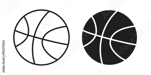Basketball icon Line Design Vector Illustration. Solid Black icons