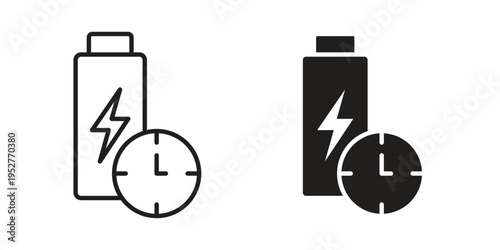 Battery life icon Line Design Vector Illustration. Solid Black icons