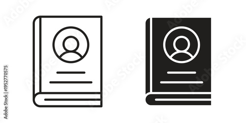 Biography icon Line Design Vector Illustration. Solid Black icons