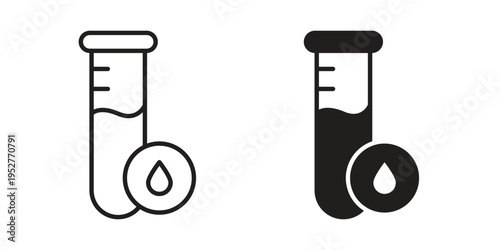 Blood test icon Line Design Vector Illustration. Solid Black icons