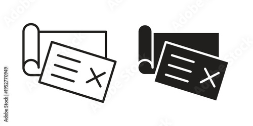 Bounced check icon Line Design Vector Illustration. Solid Black icons