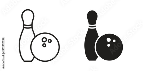 Bowling icon Line Design Vector Illustration. Solid Black icons
