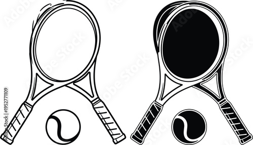 Tennis rackets and balls illustration