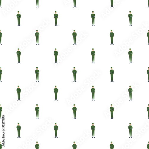 Soldier standing in green uniform creating a repeating seamless pattern