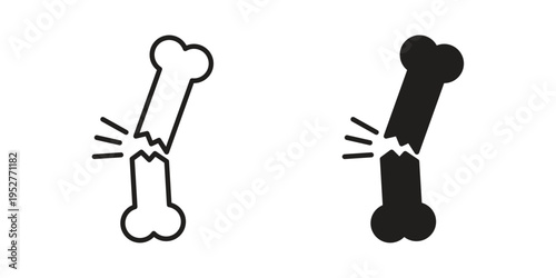 Broken bone icon Line Design Vector Illustration. Solid Black icons