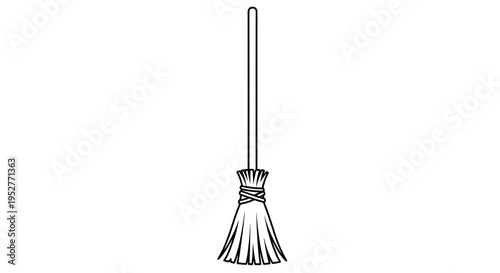 Vector broom icon, cleaning symbol
