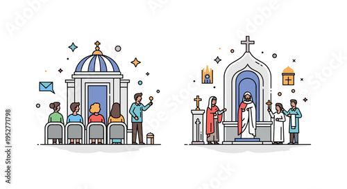 Individuals attending both cultural events and religious ceremonies independently, illustrating freedom of choice and the shaping effect of secular values on