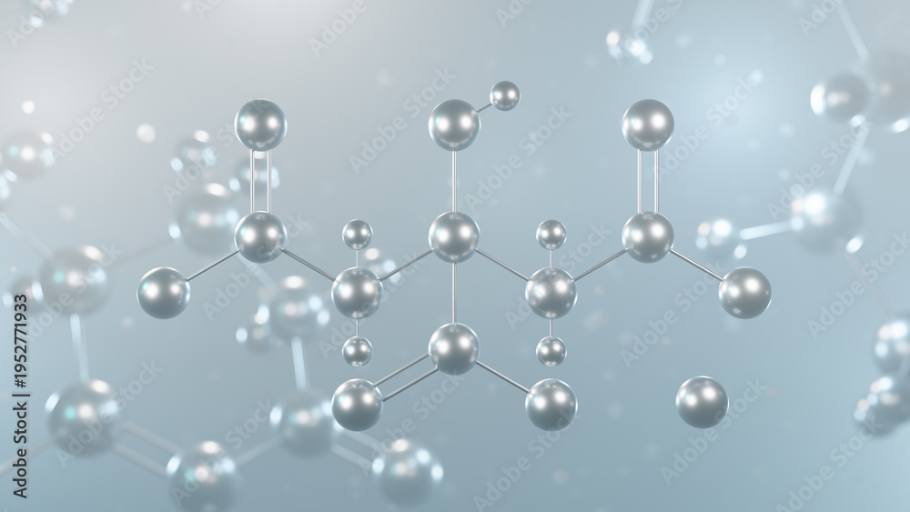 Foto trisodium citrate molecular structure, 3d model molecule, e331 structural chemic