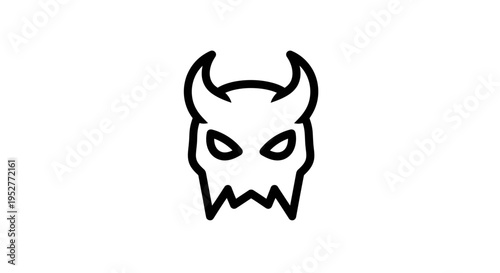 Vector devil head icon, black outline