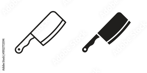 Butcher knife icon Line Design Vector Illustration. Solid Black icons