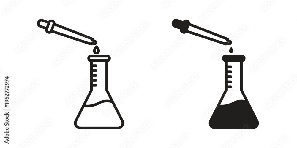 Fototapeta premium Chemical test icon Line Design Vector Illustration. Solid Black icons