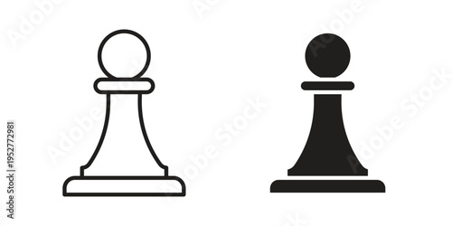 Chess pawn icon Line Design Vector Illustration. Solid Black icons