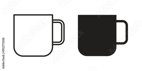 Coffee mug icon Line Design Vector Illustration. Solid Black icons