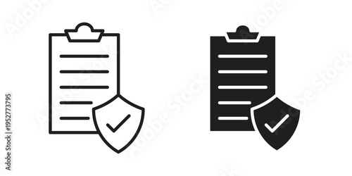 Contract coverage icon Line Design Vector Illustration. Solid Black icons