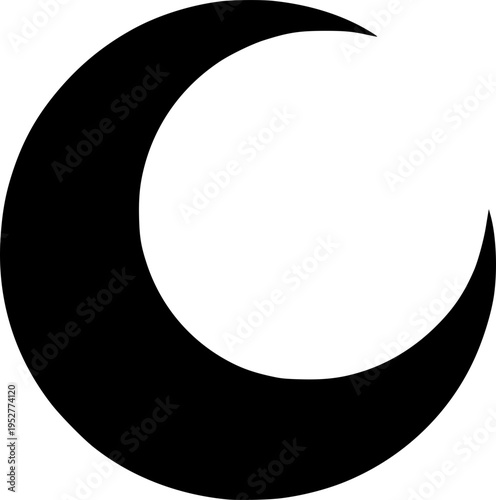 Celestial Crescent: A stark black crescent moon, a powerful symbol of night, mystery, and the cyclical nature of time. A visual representation of cosmic elegance.