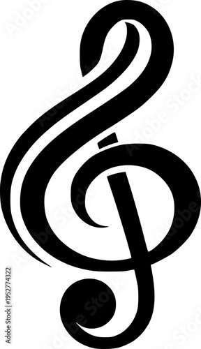 Elegant Treble Clef: A sleek, modern rendering of a treble clef, the universal symbol of music, is depicted against a clean background, conveying a sense of artistic simplicity.