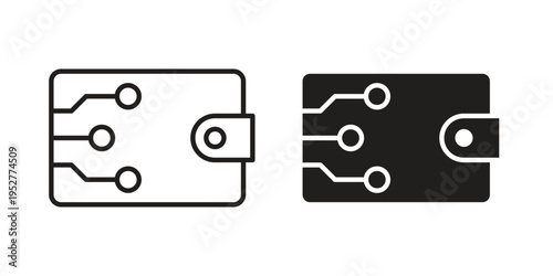 Digital wallet icon Line Design Vector Illustration. Solid Black icons