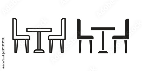 Dinner table icon Line Design Vector Illustration. Solid Black icons