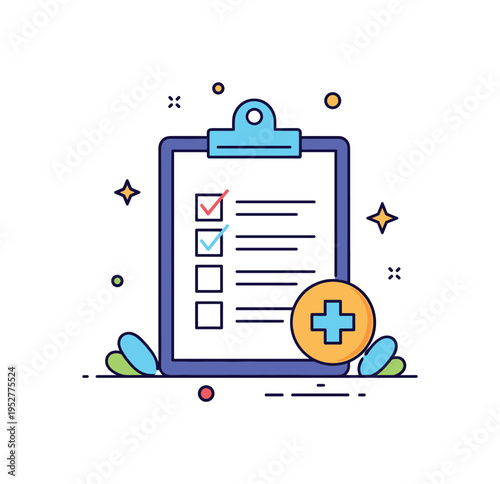 Epidemic preparedness emergency response planning idea represented by a clipboard with checklist and small medical cross icon, symbolizing readiness protocols
