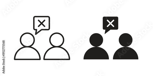 Disagreement icon Line Design Vector Illustration. Solid Black icons