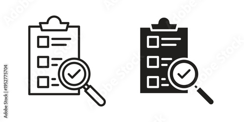 Document verification icon Line Design Vector Illustration. Solid Black icons