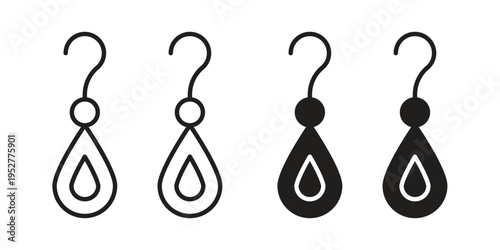 Earrings icon Line Design Vector Illustration. Solid Black icons