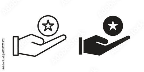 Earn point icon Line Design Vector Illustration. Solid Black icons