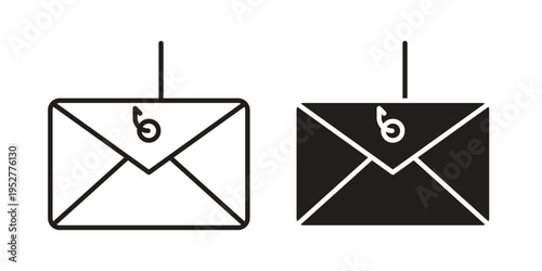 Email phishing icon Line Design Vector Illustration. Solid Black icons