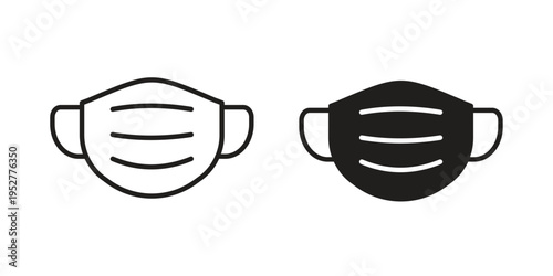 Face mask icon Line Design Vector Illustration. Solid Black icons