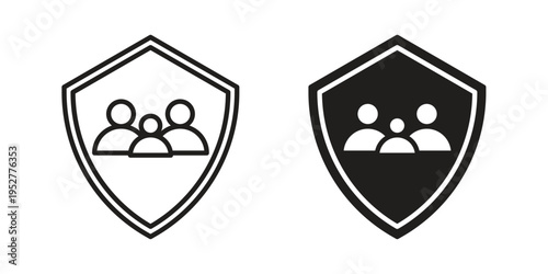 Family insurance icon Line Design Vector Illustration. Solid Black icons