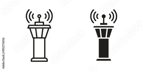Flight Control tower icon Line Design Vector Illustration. Solid Black icons