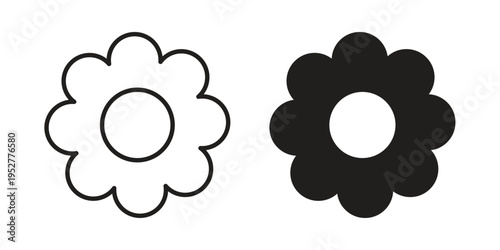 Flower icon Line Design Vector Illustration. Solid Black icons