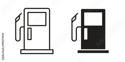 Gas station icon Line Design Vector Illustration. Solid Black icons