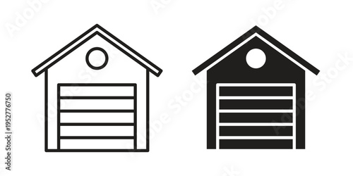 Garage icon Line Design Vector Illustration. Solid Black icons