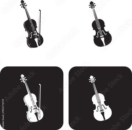 Guitar silhouettes set.Acoustic and heavy rock electric guitars musical instruments. Music symbols collection.Vector ilustration.