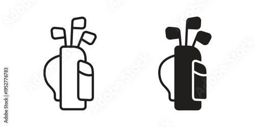 Golf bag icon Line Design Vector Illustration. Solid Black icons