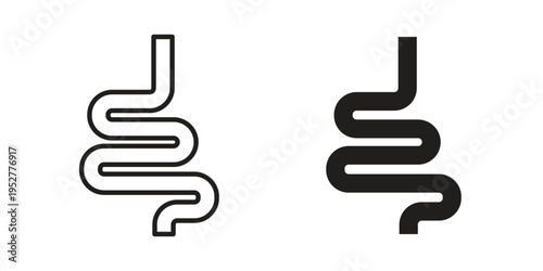 Gut icon Line Design Vector Illustration. Solid Black icons