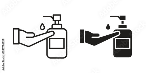 Hand wash icon Line Design Vector Illustration. Solid Black icons