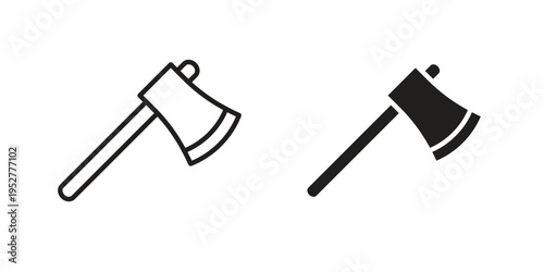 Hatchet icon Line Design Vector Illustration. Solid Black icons