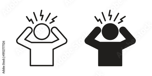 Headache icon Line Design Vector Illustration. Solid Black icons