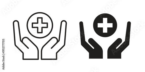 Health insurance icon Line Design Vector Illustration. Solid Black icons