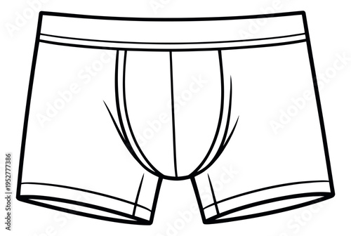 Line art illustration of men's boxer briefs depicting a basic undergarment for fashion design