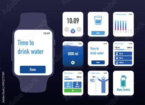 Water Consumption Goal Tracker Smartwatch Interface No.42